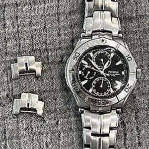 Armitron Men's Stainless Steel Chronograph Watch , Black Face, Deployment Band
